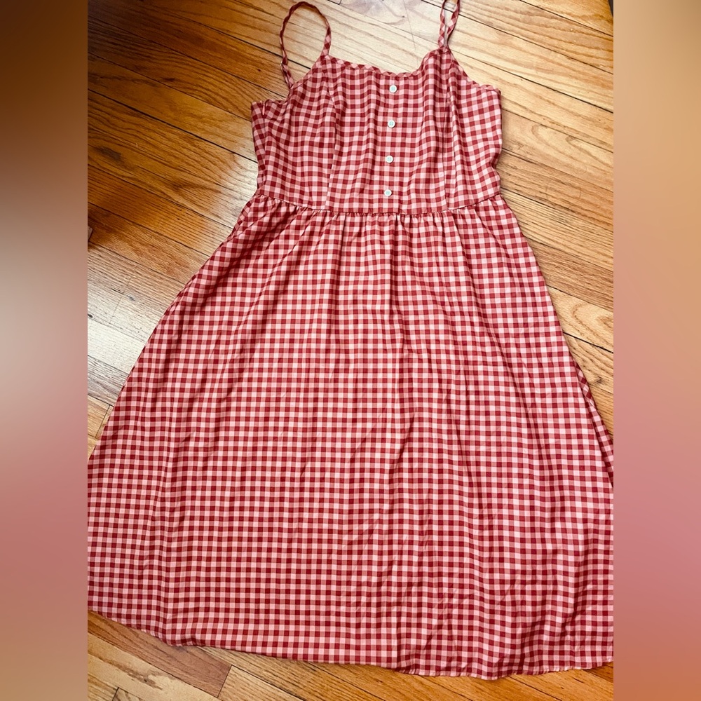 Rust Gingham Sundress with Buttons